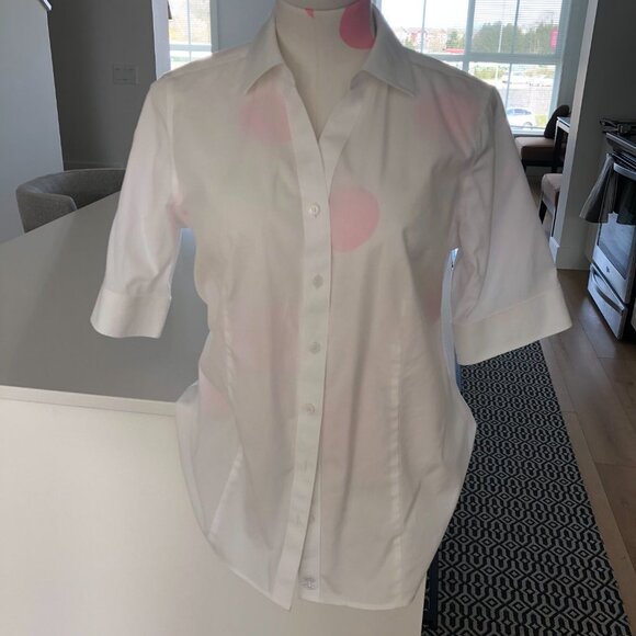 Talbots Button Down Non-Iron Fitted Cotton Shirt White Size 4 - Picture 2 of 12
